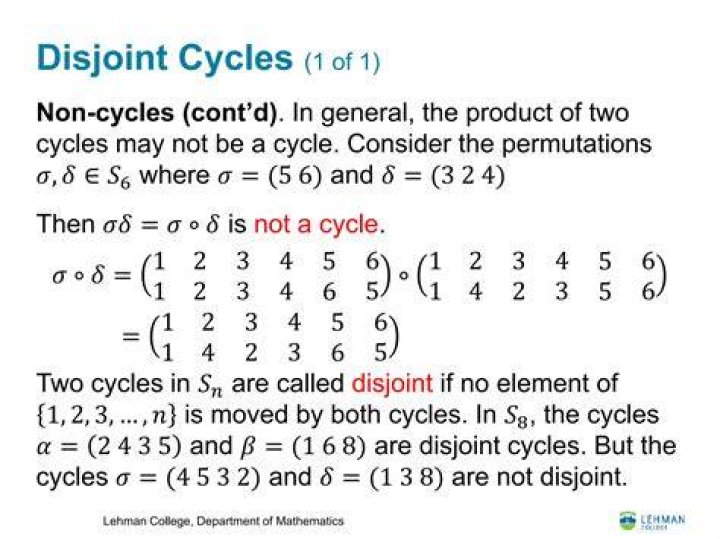 Cycle decomposition into disjoint cycles