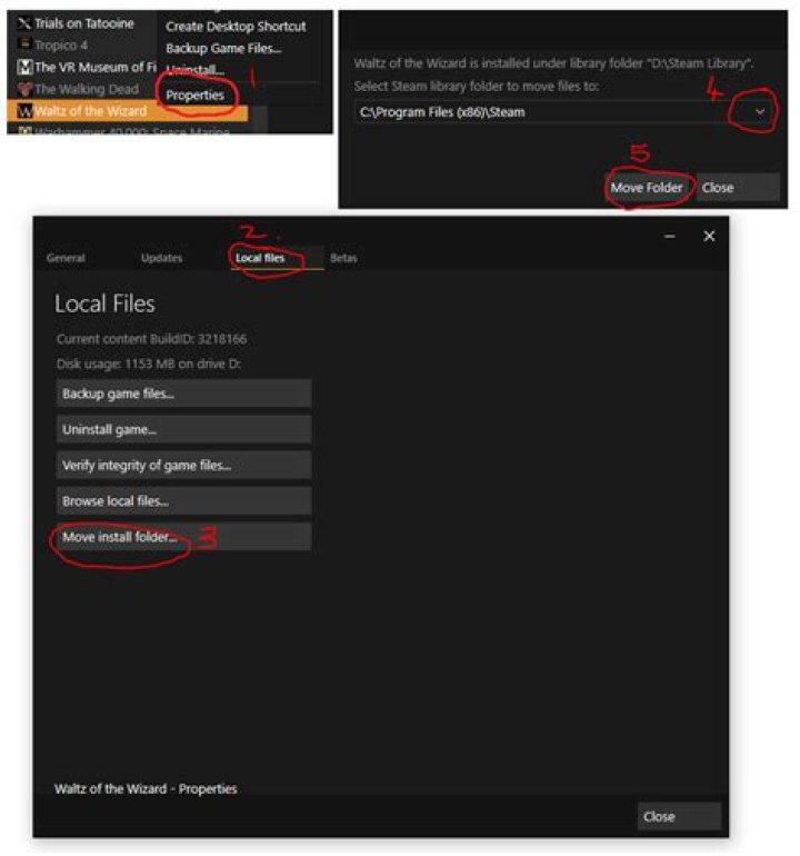 How can I move Steam games to another disk?