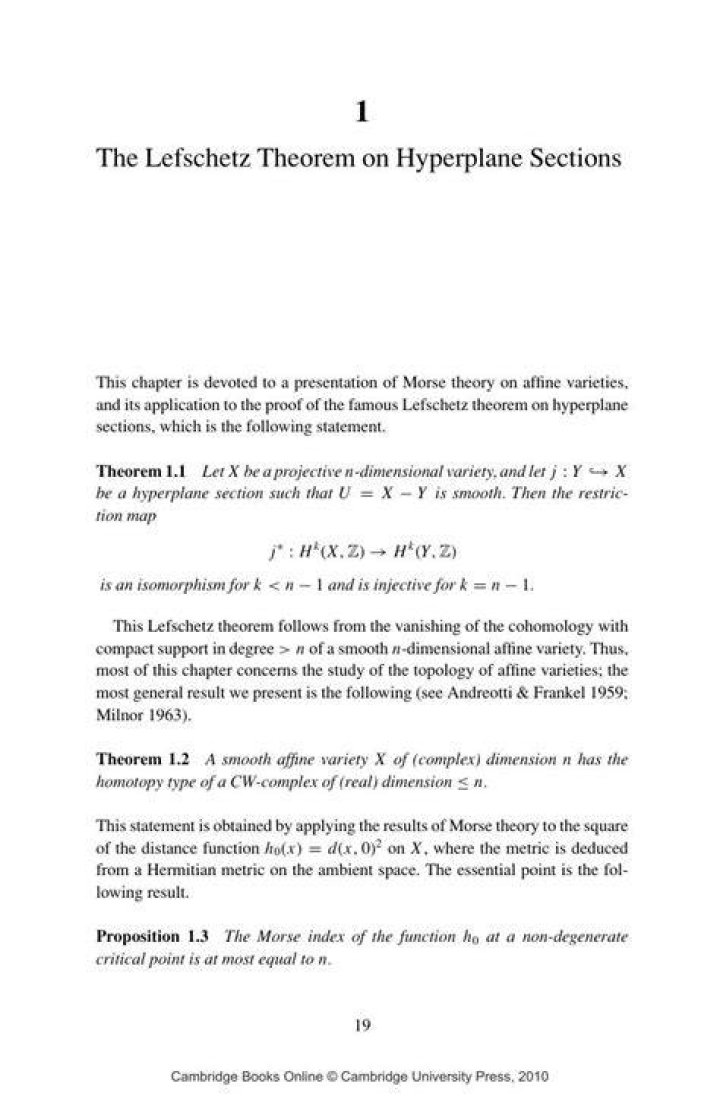 Lefschetz Hyperplane Theorem's original proof