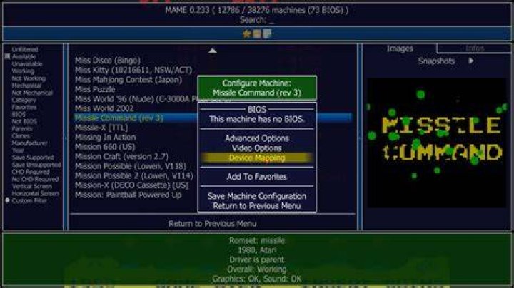 MAME command line configuration